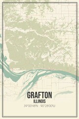 Retro US city map of Grafton, Illinois. Vintage street map.