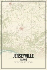 Retro US city map of Jerseyville, Illinois. Vintage street map.