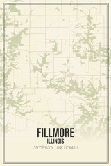 Retro US city map of Fillmore, Illinois. Vintage street map.