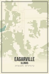 Retro US city map of Eagarville, Illinois. Vintage street map.