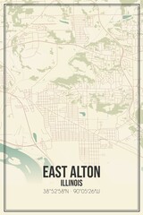 Retro US city map of East Alton, Illinois. Vintage street map.