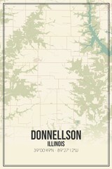 Retro US city map of Donnellson, Illinois. Vintage street map.