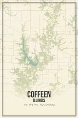 Retro US city map of Coffeen, Illinois. Vintage street map.