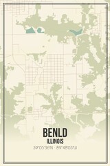 Retro US city map of Benld, Illinois. Vintage street map.