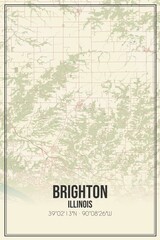 Retro US city map of Brighton, Illinois. Vintage street map.