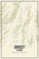 Retro US city map of Dorsey, Illinois. Vintage street map.