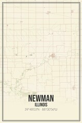 Retro US city map of Newman, Illinois. Vintage street map.