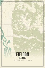 Retro US city map of Fieldon, Illinois. Vintage street map.