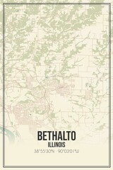 Retro US city map of Bethalto, Illinois. Vintage street map.