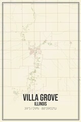 Retro US city map of Villa Grove, Illinois. Vintage street map.