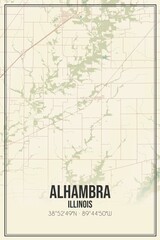 Fototapeta premium Retro US city map of Alhambra, Illinois. Vintage street map.