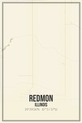 Retro US city map of Redmon, Illinois. Vintage street map.