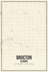 Retro US city map of Brocton, Illinois. Vintage street map.