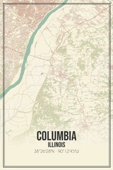 Retro US city map of Columbia, Illinois. Vintage street map.