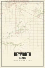 Retro US city map of Heyworth, Illinois. Vintage street map.