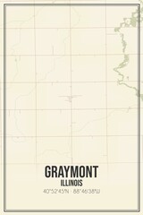 Retro US city map of Graymont, Illinois. Vintage street map.