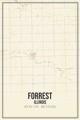 Retro US city map of Forrest, Illinois. Vintage street map.