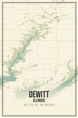 Retro US city map of Dewitt, Illinois. Vintage street map.