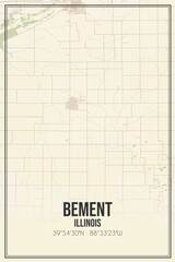 Retro US city map of Bement, Illinois. Vintage street map.