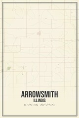 Retro US city map of Arrowsmith, Illinois. Vintage street map.