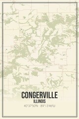Retro US city map of Congerville, Illinois. Vintage street map.