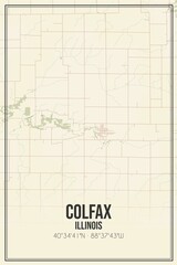 Retro US city map of Colfax, Illinois. Vintage street map.