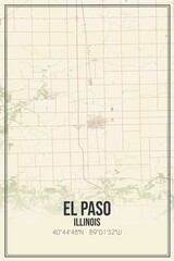 Retro US city map of El Paso, Illinois. Vintage street map.