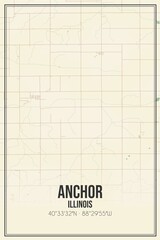 Retro US city map of Anchor, Illinois. Vintage street map.