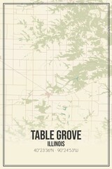 Retro US city map of Table Grove, Illinois. Vintage street map.