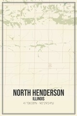 Retro US city map of North Henderson, Illinois. Vintage street map.