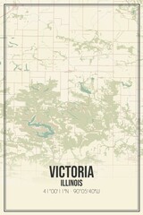 Retro US city map of Victoria, Illinois. Vintage street map.