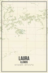 Retro US city map of Laura, Illinois. Vintage street map.