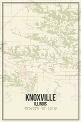 Retro US city map of Knoxville, Illinois. Vintage street map.