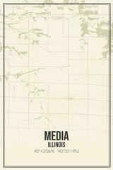 Retro US city map of Media, Illinois. Vintage street map.