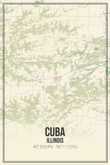 Retro US city map of Cuba, Illinois. Vintage street map.