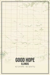 Retro US city map of Good Hope, Illinois. Vintage street map.
