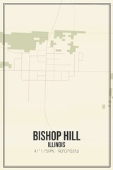 Fototapeta premium Retro US city map of Bishop Hill, Illinois. Vintage street map.