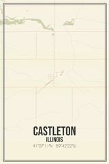 Retro US city map of Castleton, Illinois. Vintage street map.