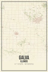 Obraz premium Retro US city map of Galva, Illinois. Vintage street map.