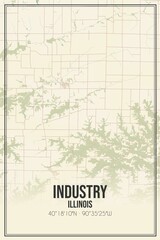 Retro US city map of Industry, Illinois. Vintage street map.