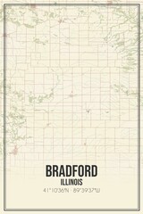Retro US city map of Bradford, Illinois. Vintage street map.