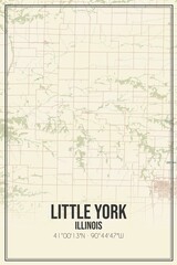 Fototapeta premium Retro US city map of Little York, Illinois. Vintage street map.
