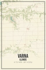 Retro US city map of Varna, Illinois. Vintage street map.