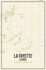 Retro US city map of La Fayette, Illinois. Vintage street map.
