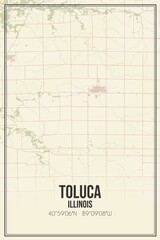 Retro US city map of Toluca, Illinois. Vintage street map.