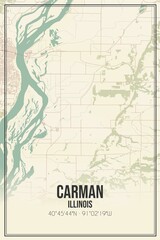 Retro US city map of Carman, Illinois. Vintage street map.