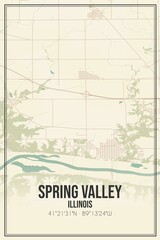 Retro US city map of Spring Valley, Illinois. Vintage street map.