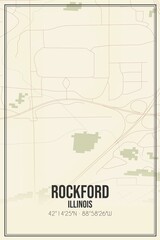 Retro US city map of Rockford, Illinois. Vintage street map.