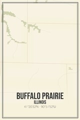 Retro US city map of Buffalo Prairie, Illinois. Vintage street map.