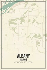 Retro US city map of Albany, Illinois. Vintage street map.
